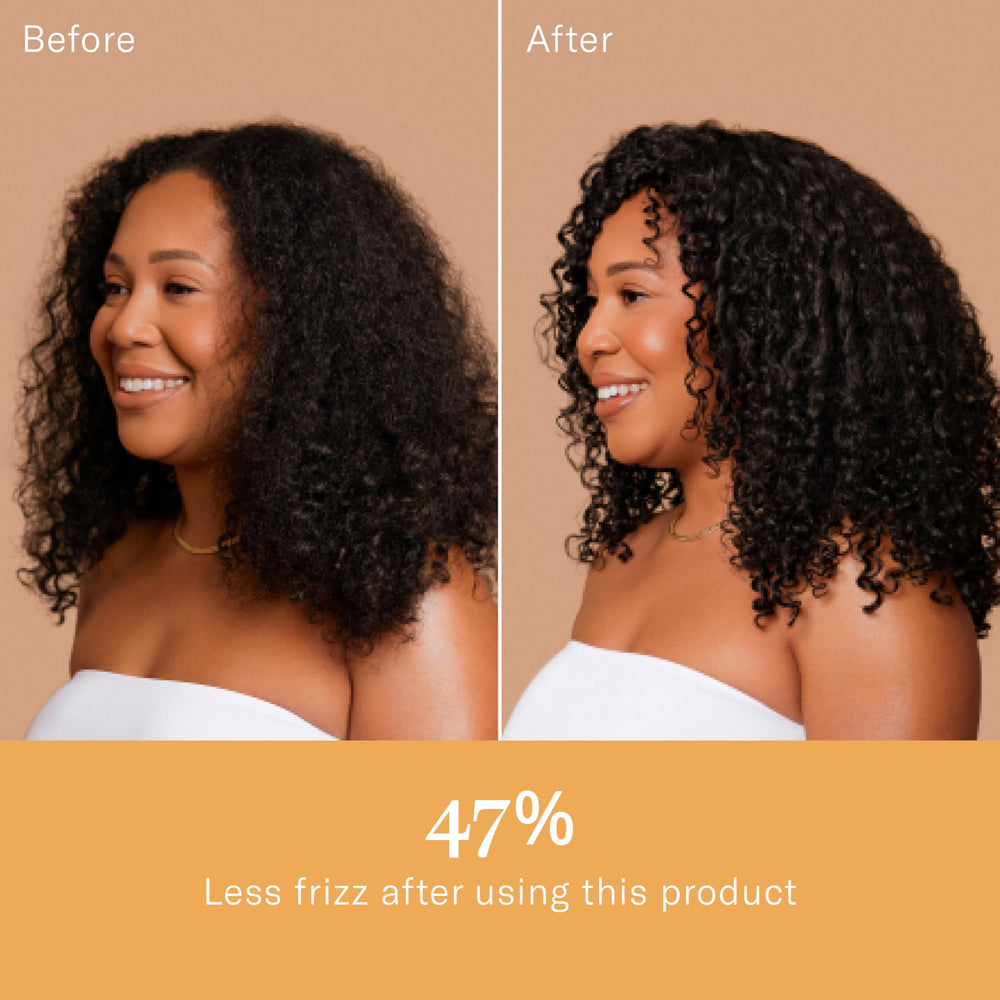 Rizos Curls leave-in application shown on hands for detangling prep.