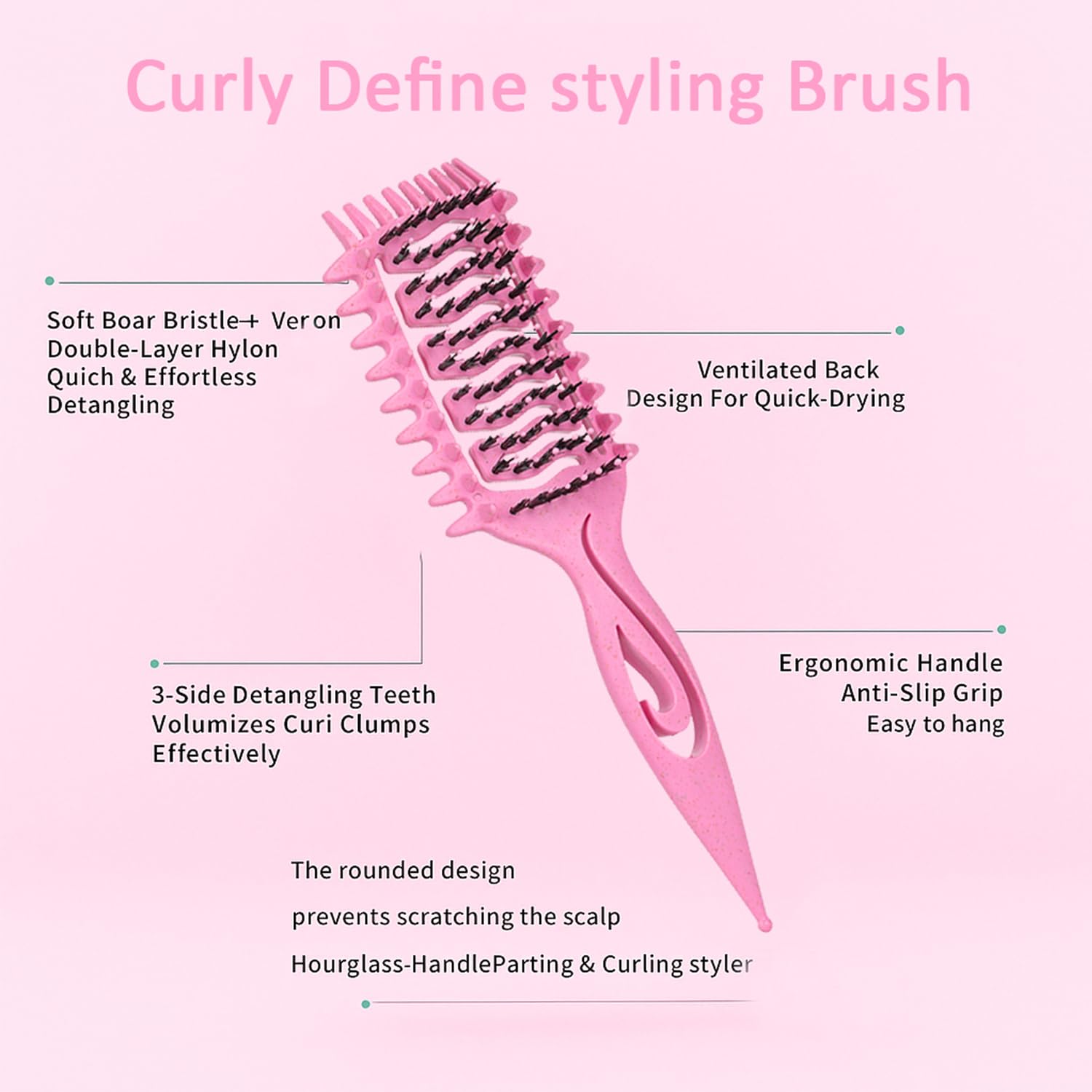 RIZOVA brosse démêlage-boucles facilite le démêlage en douceur.