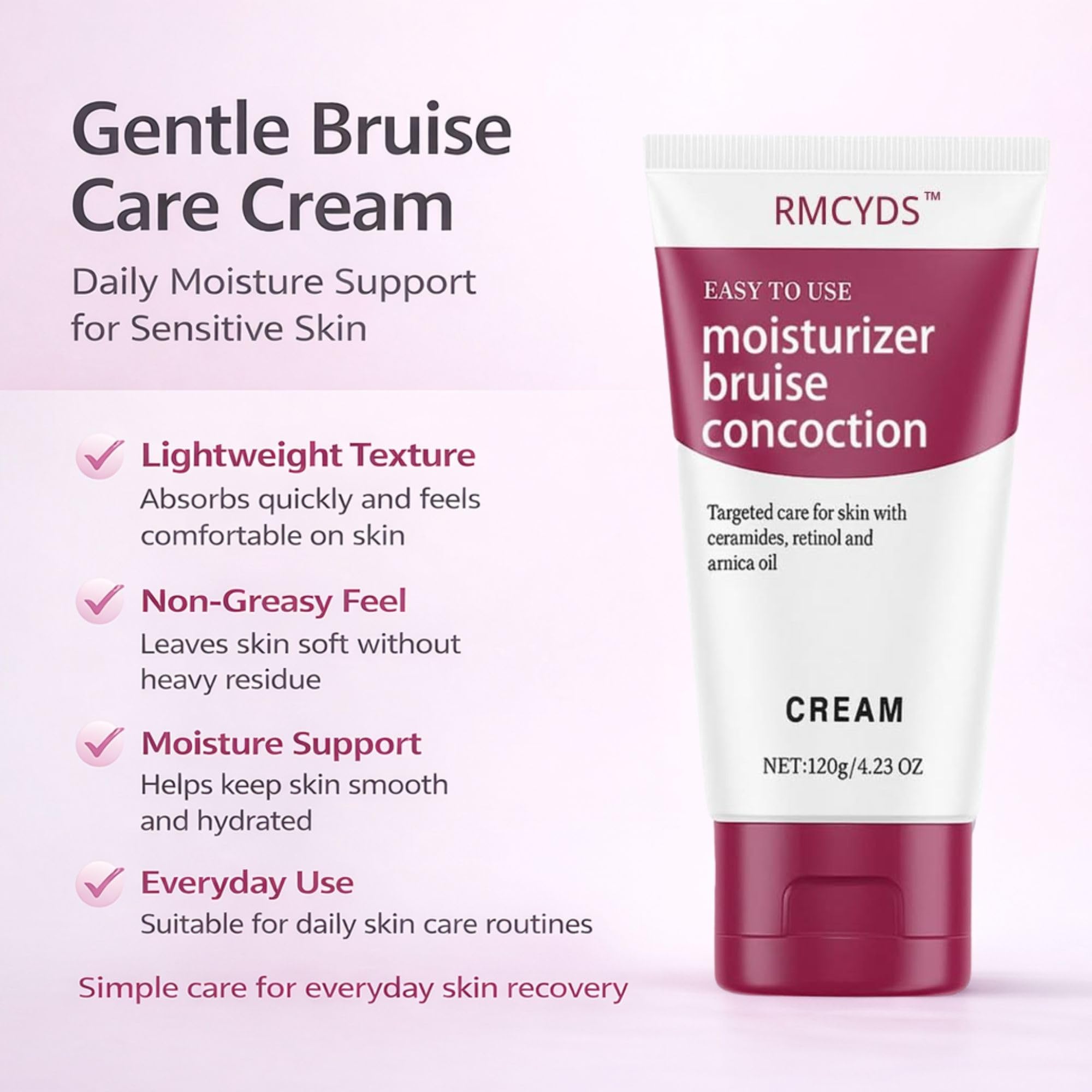 RMCYDS Crème contre les ecchymoses – etiquette du flacon visible, soin nourrissant pour peaux sechës.