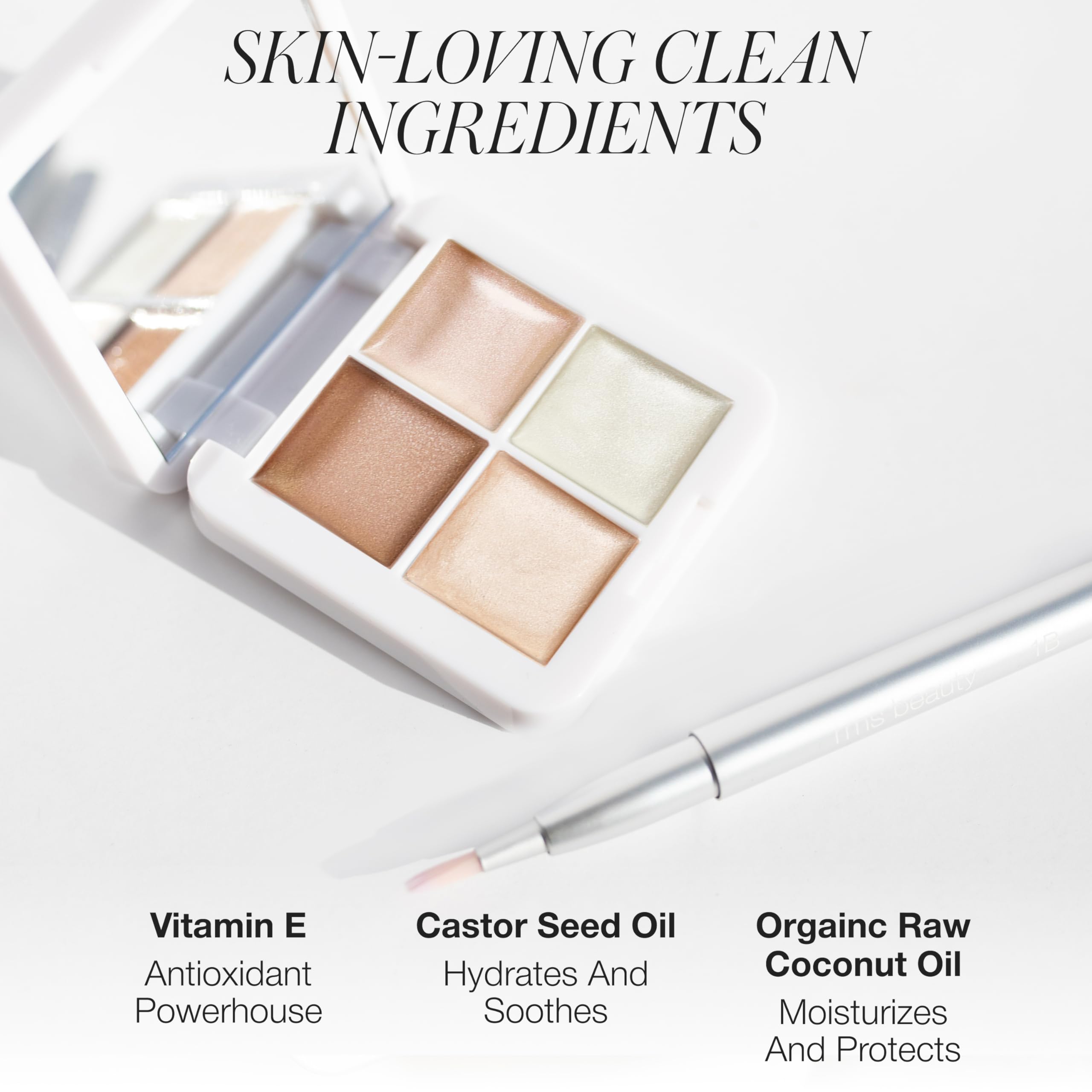 RMS Beauty Lip2Cheek Glow Quad bronzer Buriti pour contour léger et naturel.
