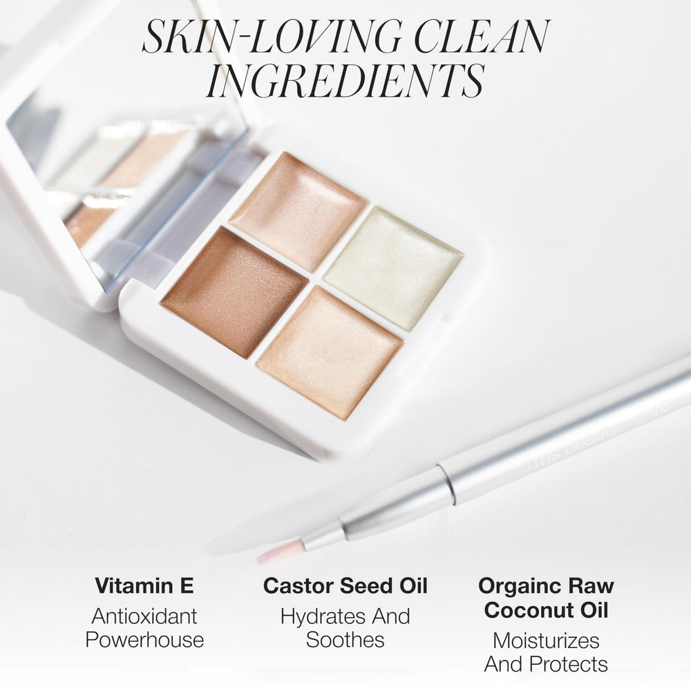 RMS Beauty Lip2Cheek Glow Quad bronzer Buriti pour contour léger et naturel.