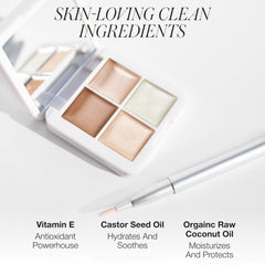 RMS Beauty Lip2Cheek Glow Quad bronzer Buriti pour contour léger et naturel.