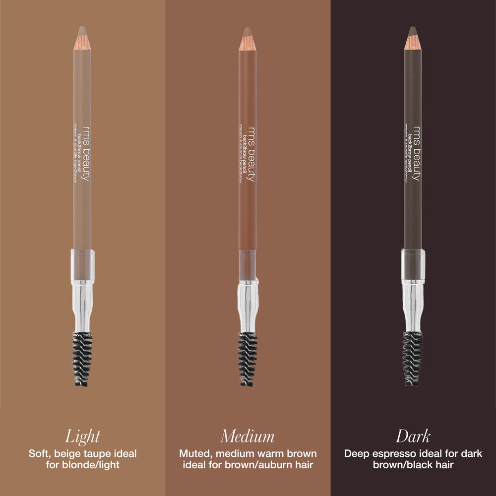 RMS Beauty Back2Brow goupillon intégré pour un brushing et mélange faciles.