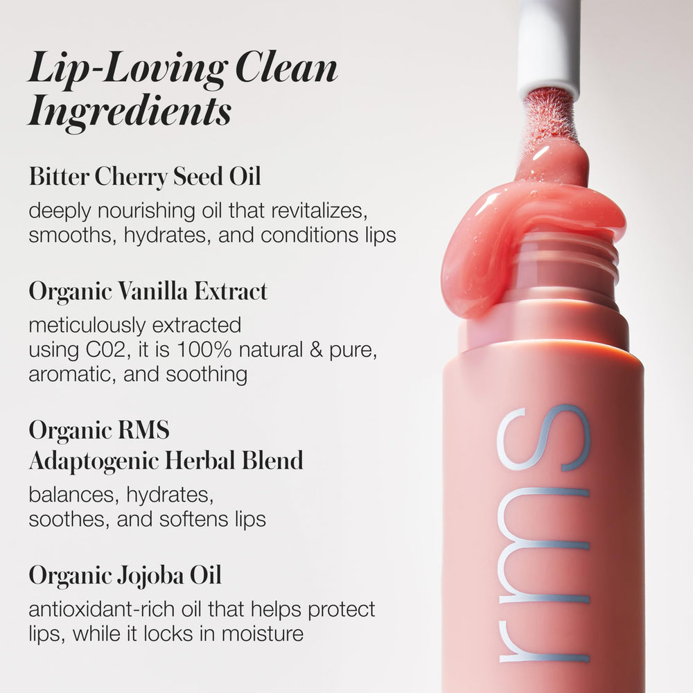 RMS Beauty Legendary Lip Oil offre hydratation jusqu'à 8 heures pour lèvres douces.
