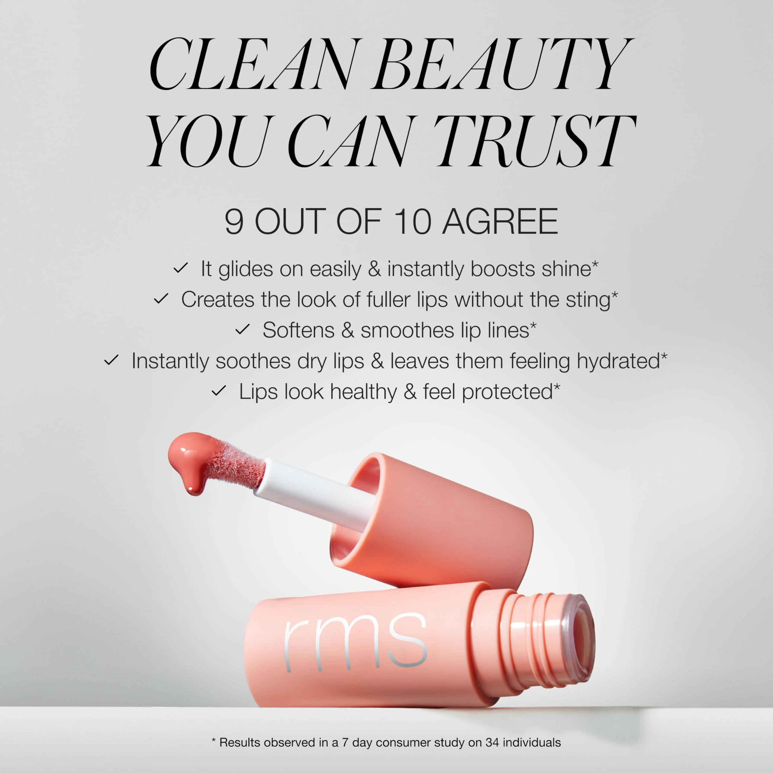 RMS Beauty Legendary Lip Oil contient jojoba biologique et cerise pour le soin des lèvres.