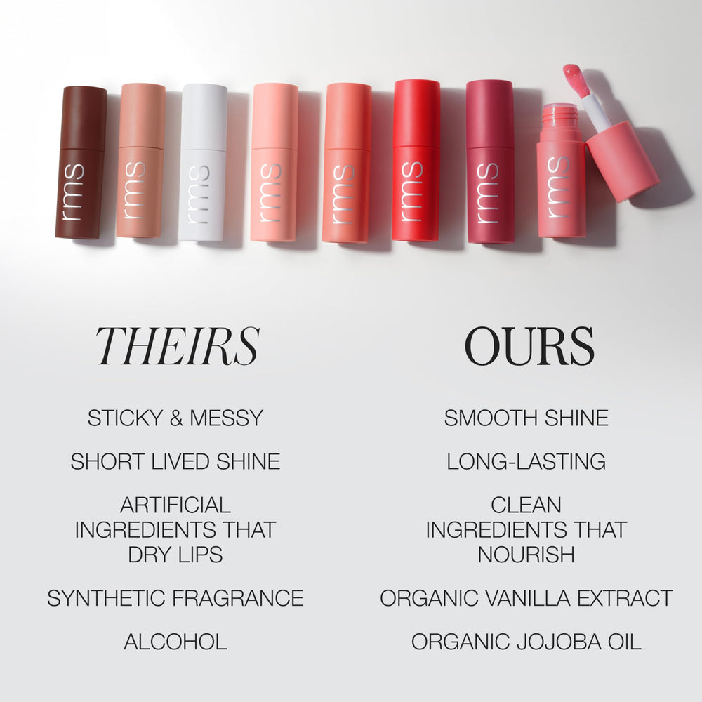 RMS Beauty Legendary Lip Oil vegan sans parfum avec touche vanille naturelle.