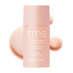RMS Beauty Supernatural Radiance Serum SPF 30 — bouteille élégante avec protection et hydratation quotidiennes.