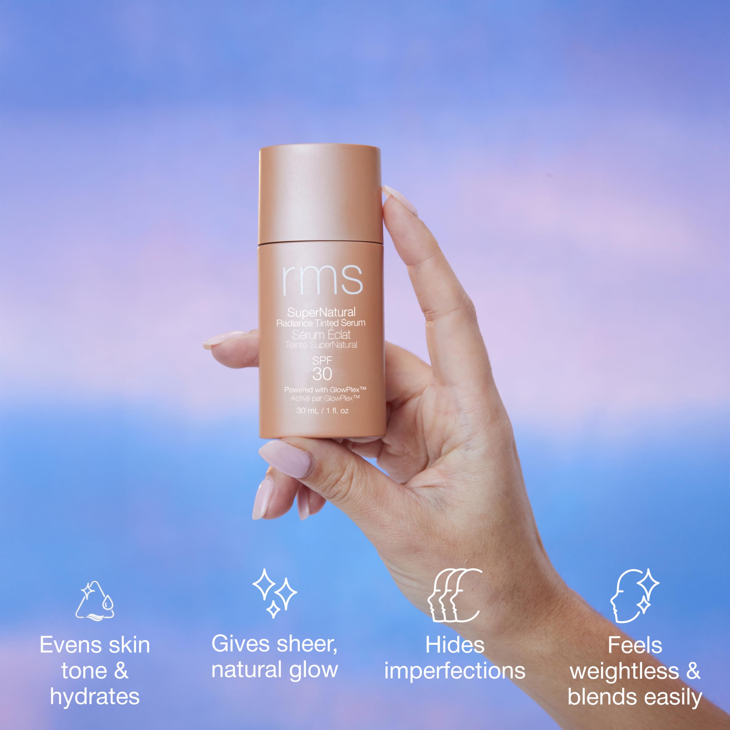 RMS Beauty Supernatural Radiance Serum SPF 30 application facile sous le maquillage.