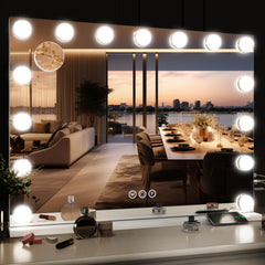 Miroir ROLOVE avec lumières LED et cadre Hollywood 32x24 pour un maquillage précis