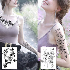 Tatouage temporaire Roarhowl sur jambe grande fleur, application facile et durable
