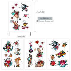 Tatouages temporaires Roarhowl rétro fleurs, pour une touche élégante et éphémère.
