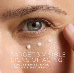 Texture crémeuse RoC autour des yeux, pénètre rapidement et laisse une sensation légère.