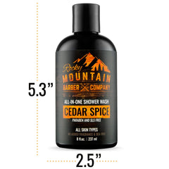 Rocky Mountain Barber Cedar Spice, mousse riche prête à hydrater cheveux et peau.