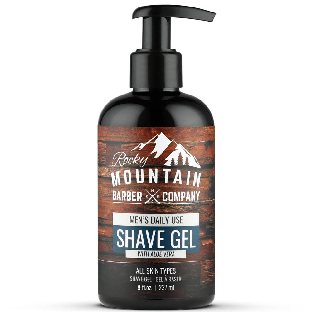 Gel de rasage transparent Rocky Mountain Barber Co pour un rasage précis et clair.