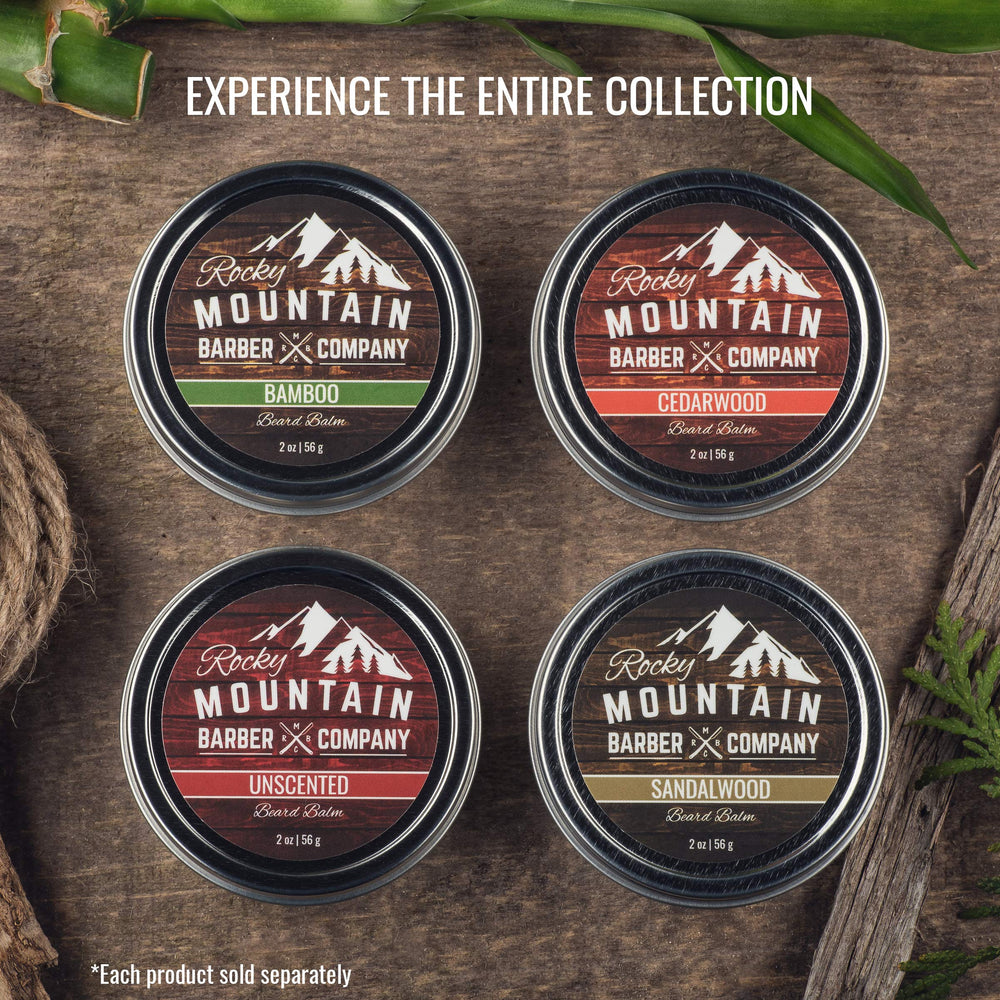 Rocky Mountain Barber Company Baume barbe – utilisation quotidienne, coiffage et soin.