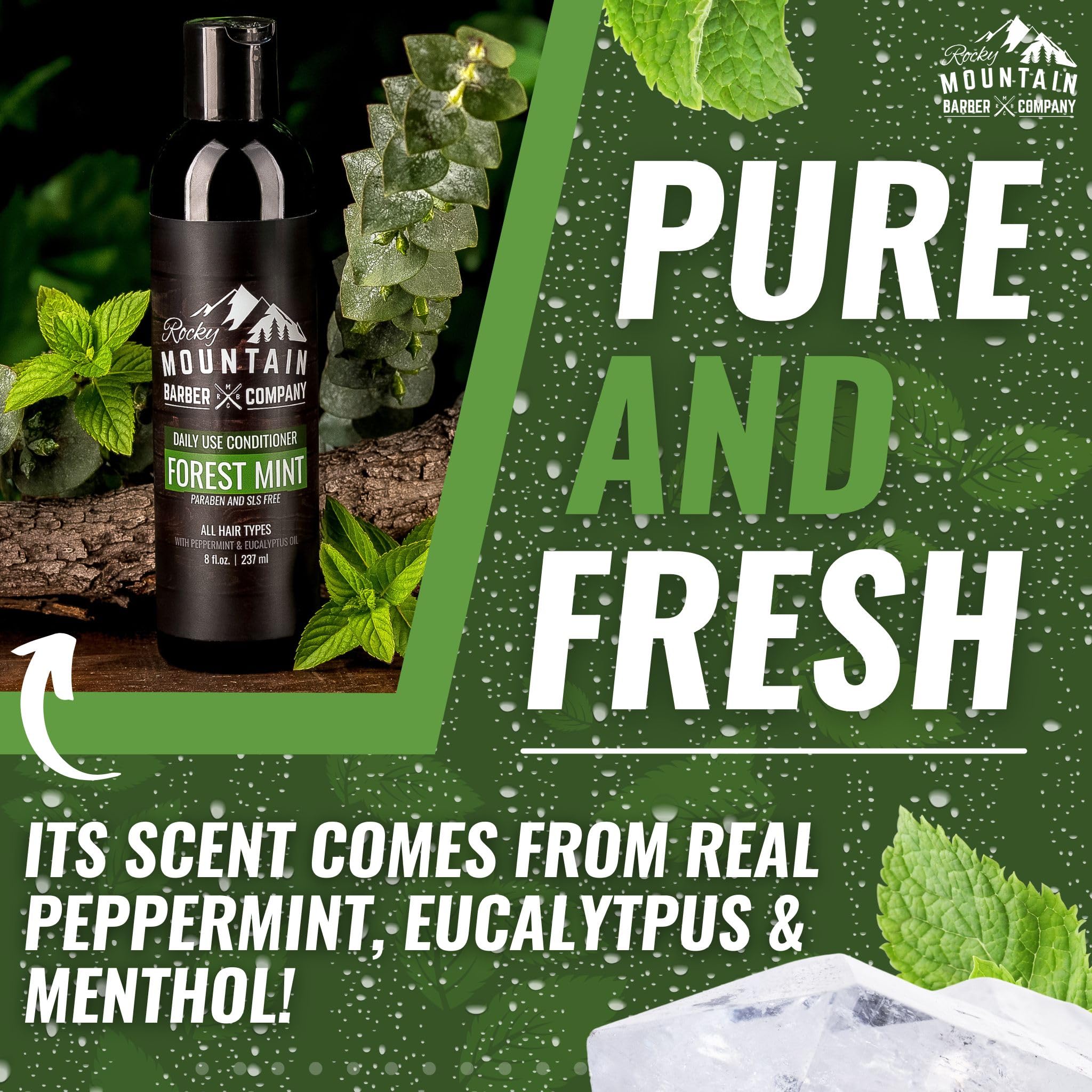 Rocky Mountain Barber Conditionneur Emballage Carton Recyclable, choix durable et respectueux.