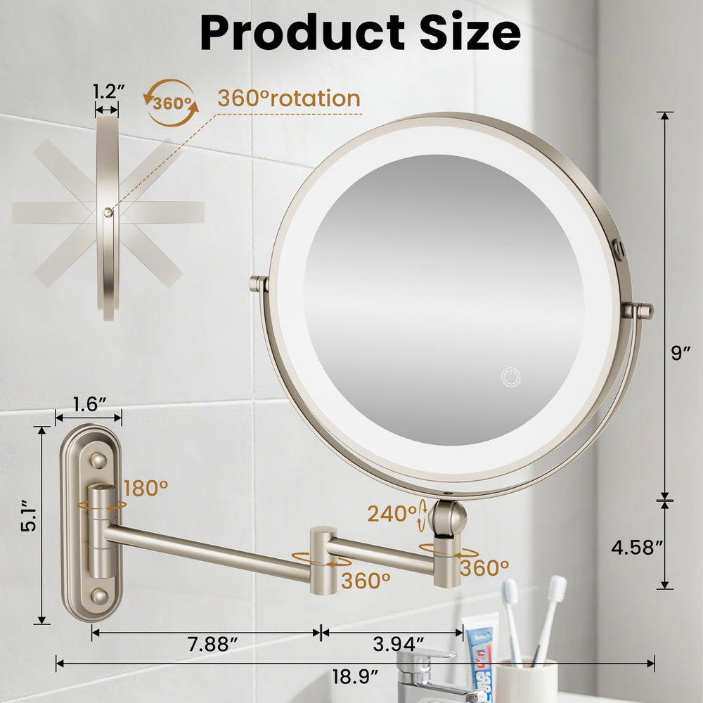 Miroir Rococollos 1X/30X, agrandissement pour détails fins et rasage précis.