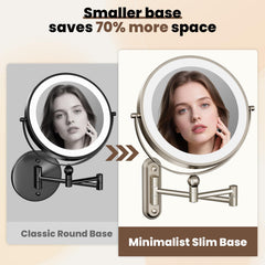 Miroir Rococollos avec bras étendu et rotation à 360° pour ajustement facile.
