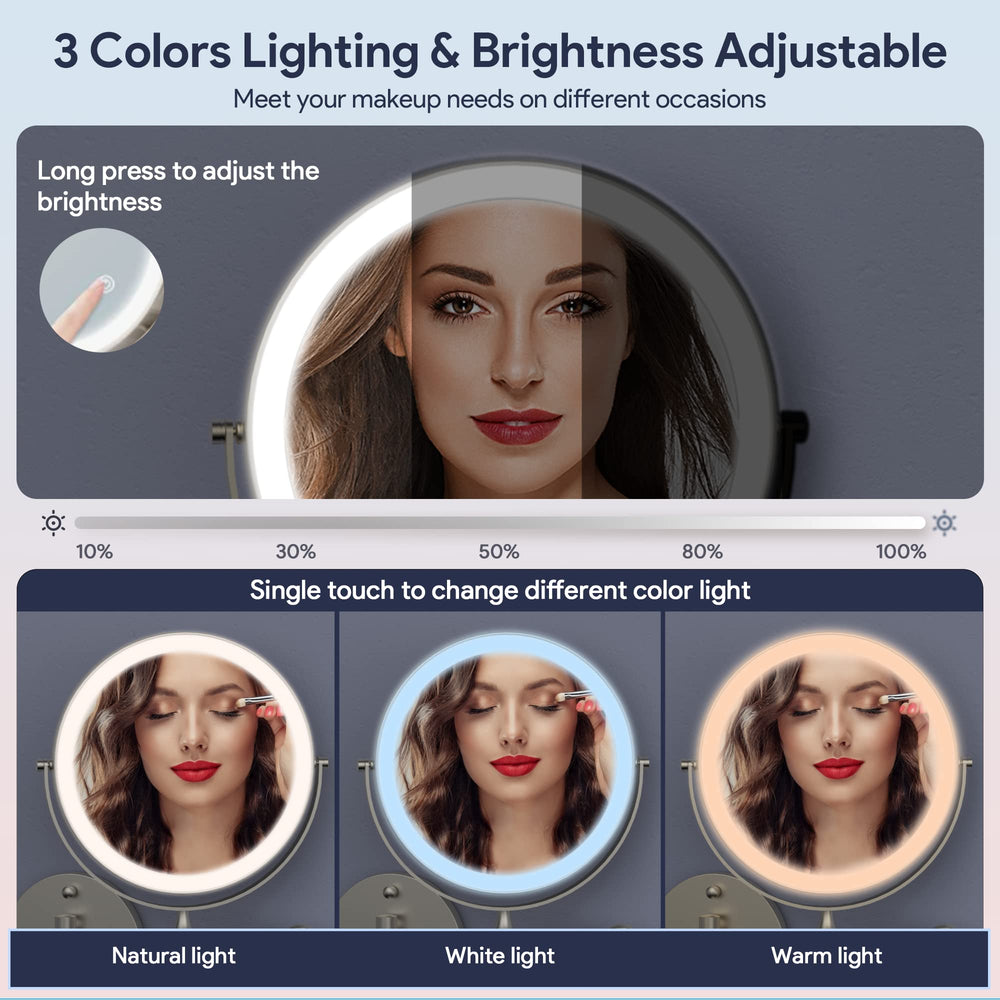 Rocollos éclairage tactile 3 couleurs pour différents looks.
