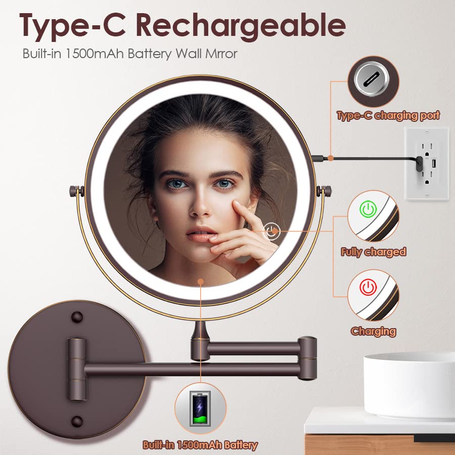 Miroir Rocollos double face 1x/10x, détails précis du teint