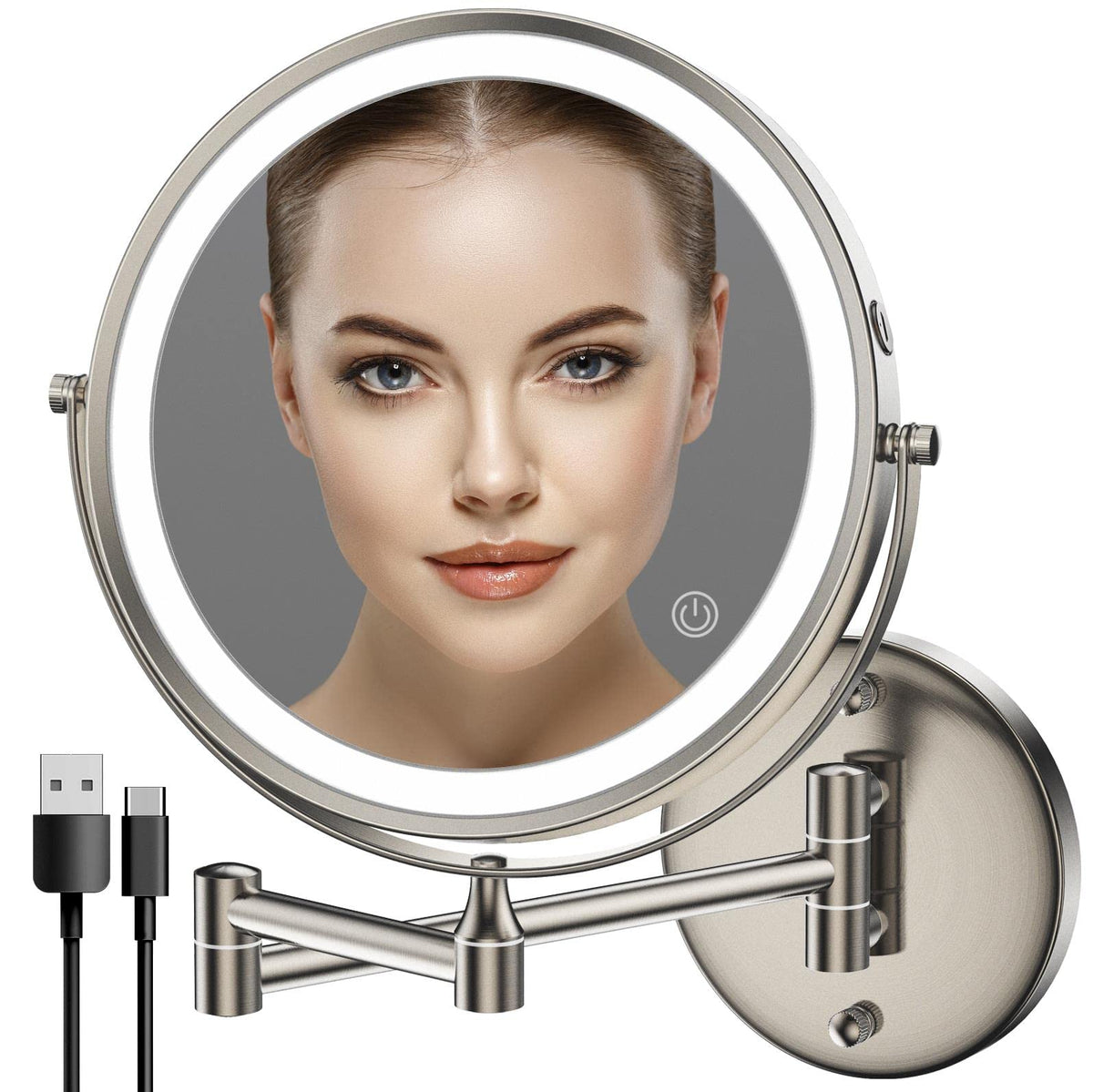 Rocollos miroir mural 8 pouces double face pour un maquillage précis.