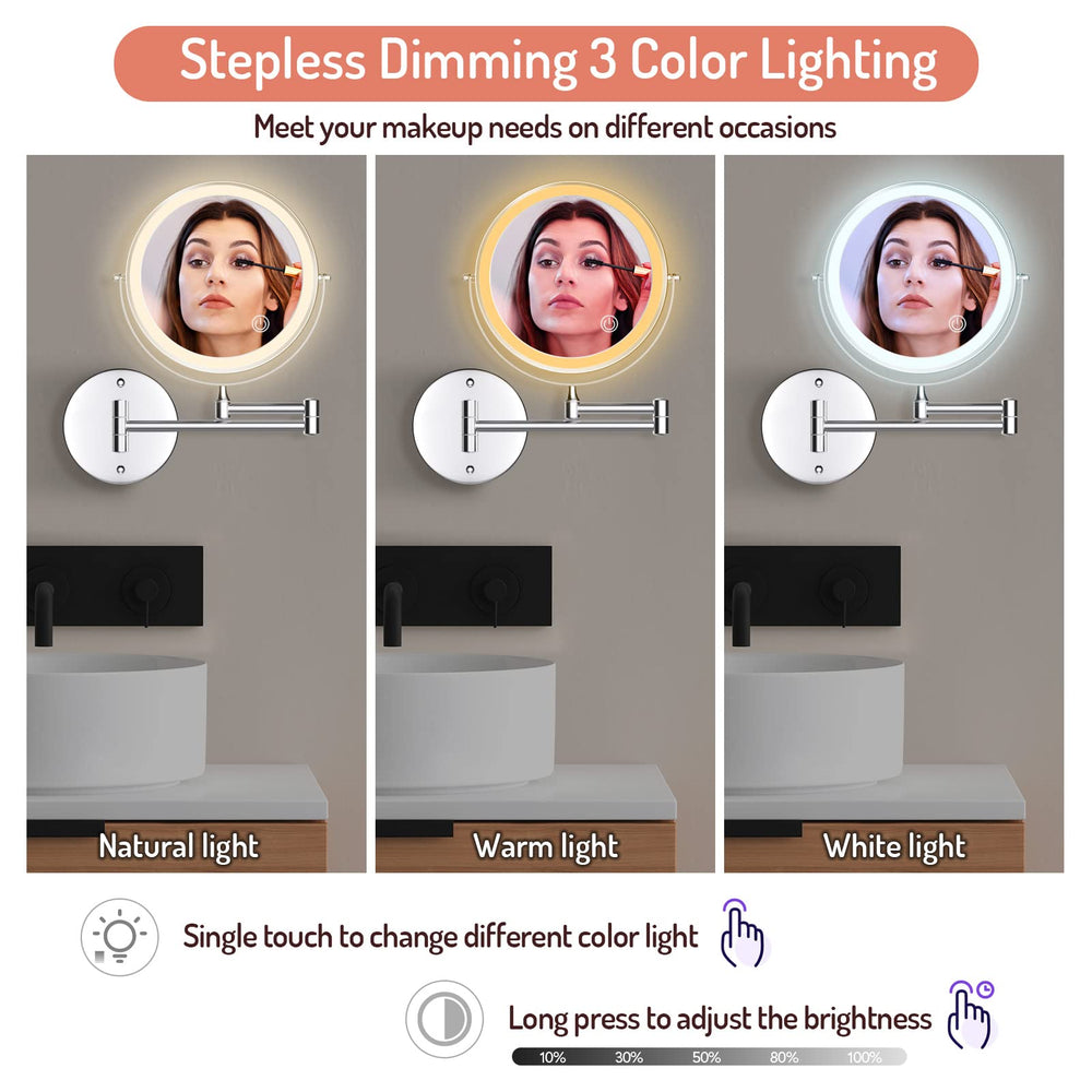 Rocollos miroir mural grossissement 1x-10x : voir les détails avec précision.