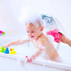 Rocotus pouf-douche-maille avec crochets, pratique pour suspendre dans la salle de bains.