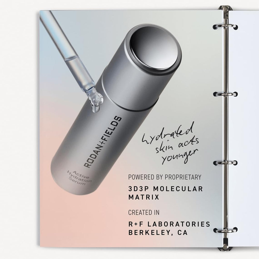 RODAN + FIELDS Active Hydration Serum – acide hyaluronique attire l’humidité pour peau souple.