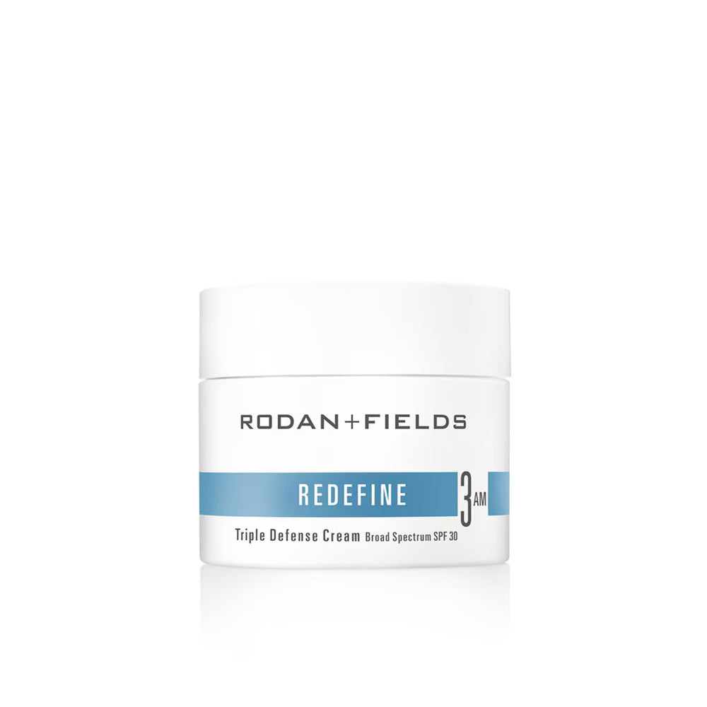 Rodan + Fields Redefine Triple Defense Cream emballage SPF 30 et hydratation quotidienne