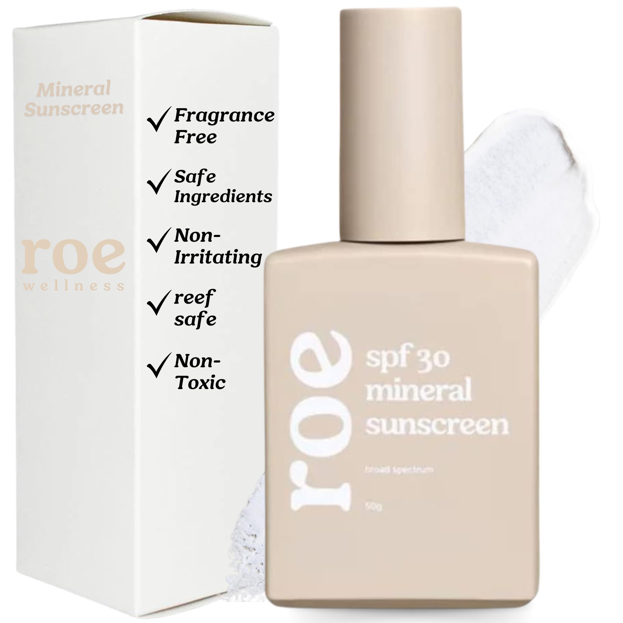 Bouteille Roe Wellness Bébé Minéral SPF30, protection sûre pour peau délicate des bébés.