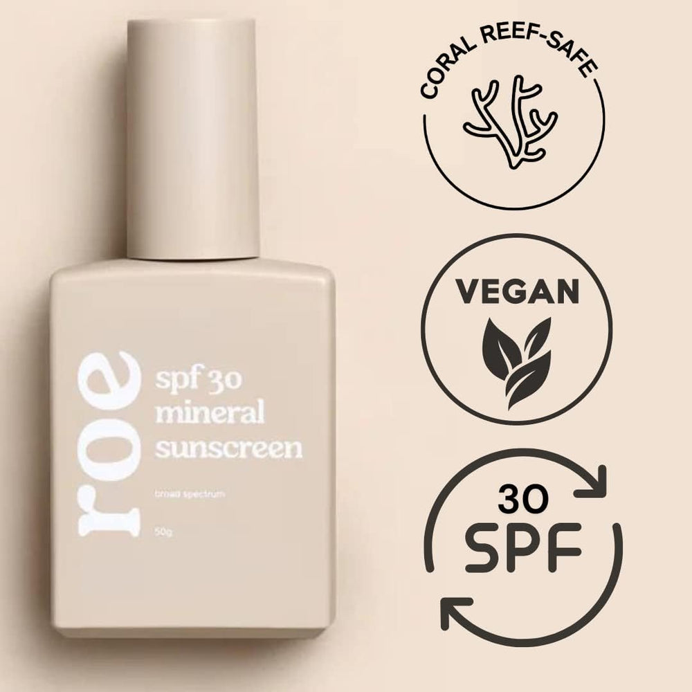 Ingrédients nourrissants sans parabènes pour Roe Wellness Bébé Minéral SPF30.