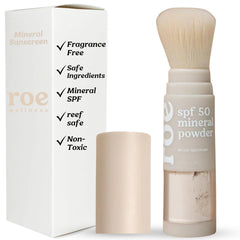 Roe Wellness poudre solaire minérale en brosse pour enfants, application facile