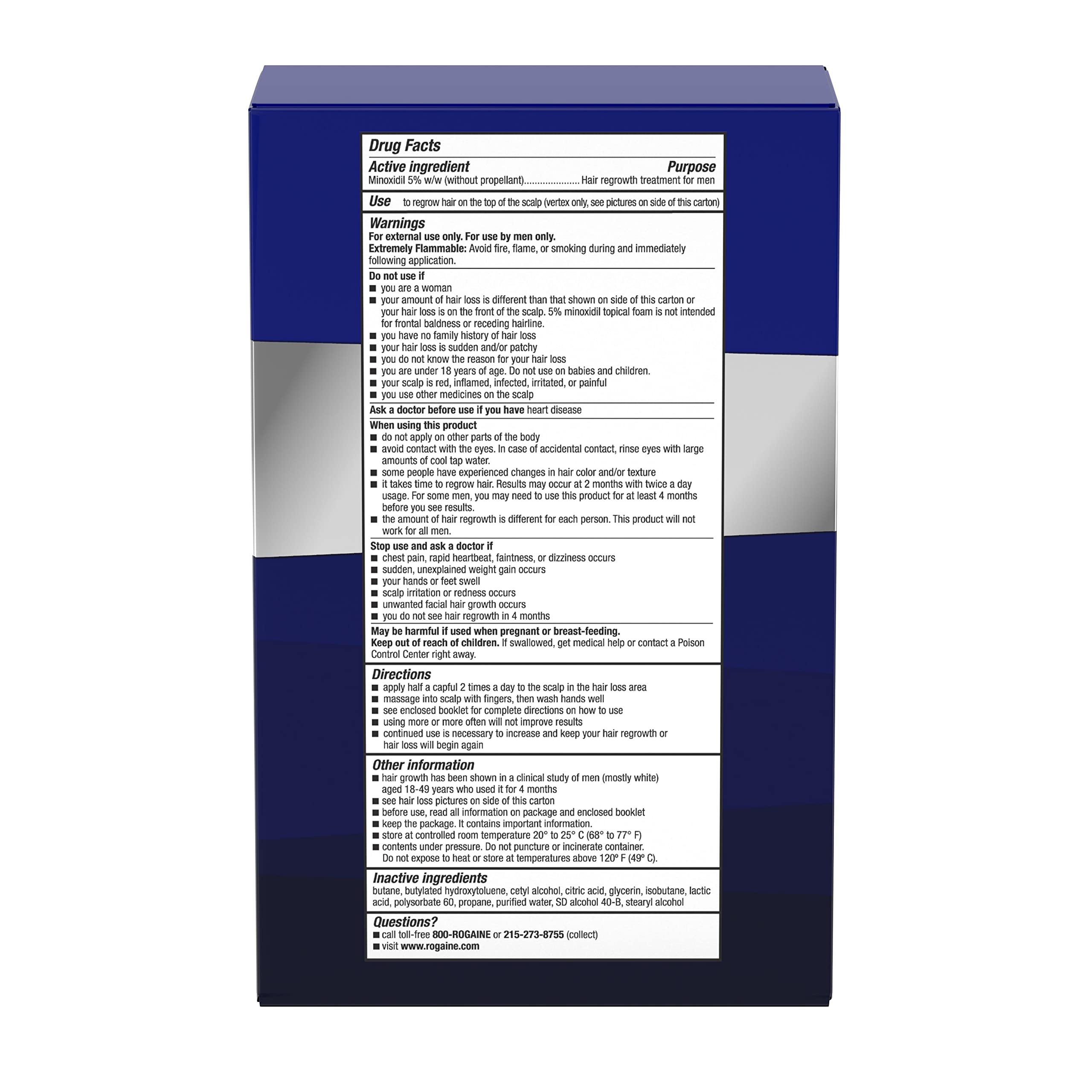 Rogaine Pack triple 60 ml pour 3 mois.