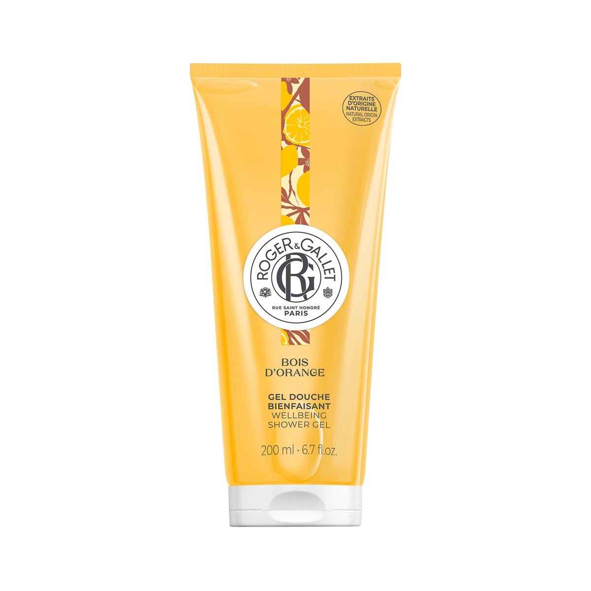 ROGER & GALLET gel-douche Bois d’Orange, rafraîchissant et hydratant.