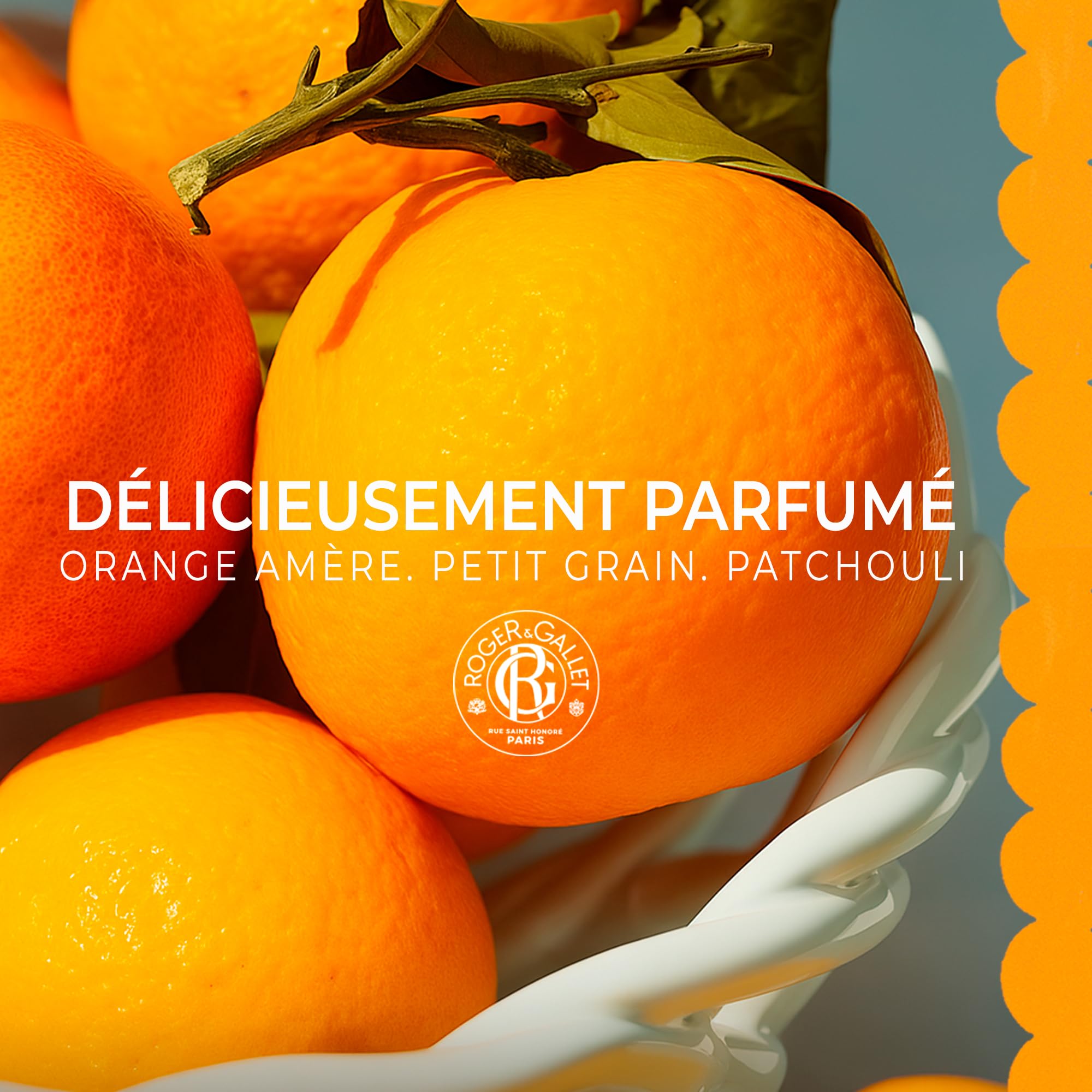 ROGER & GALLET senteur citrus-bois-d-orange, expérience sensorielle équilibrante.