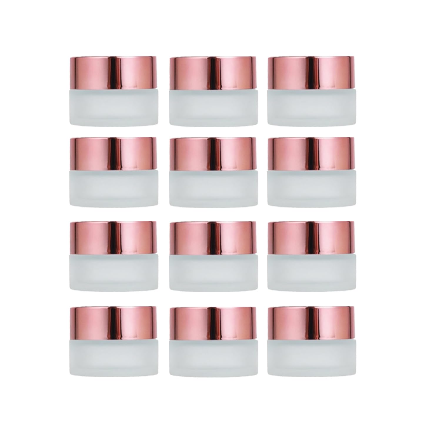 ROHIJALE pot-verre-givre rose-or 5 ml, idéal pour échantillons cosmétiques et voyages.