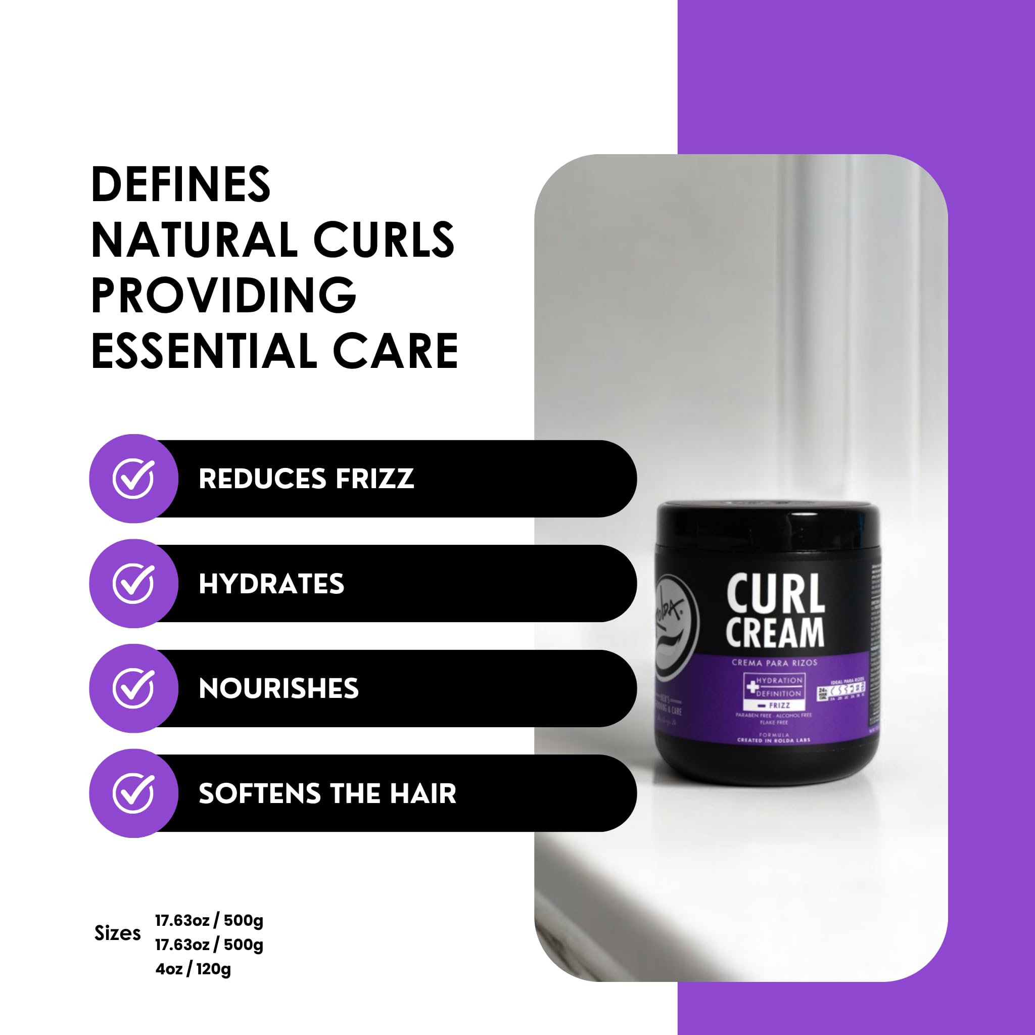 Rolda Curl Cream Bio-Rol avec huiles nourrissantes pour les boucles.