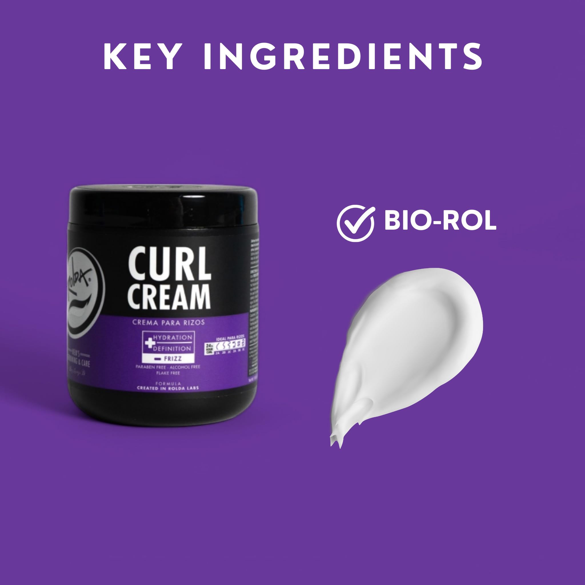 Rolda Curl Cream sans alcool et parabènes, soin léger sans résidu.