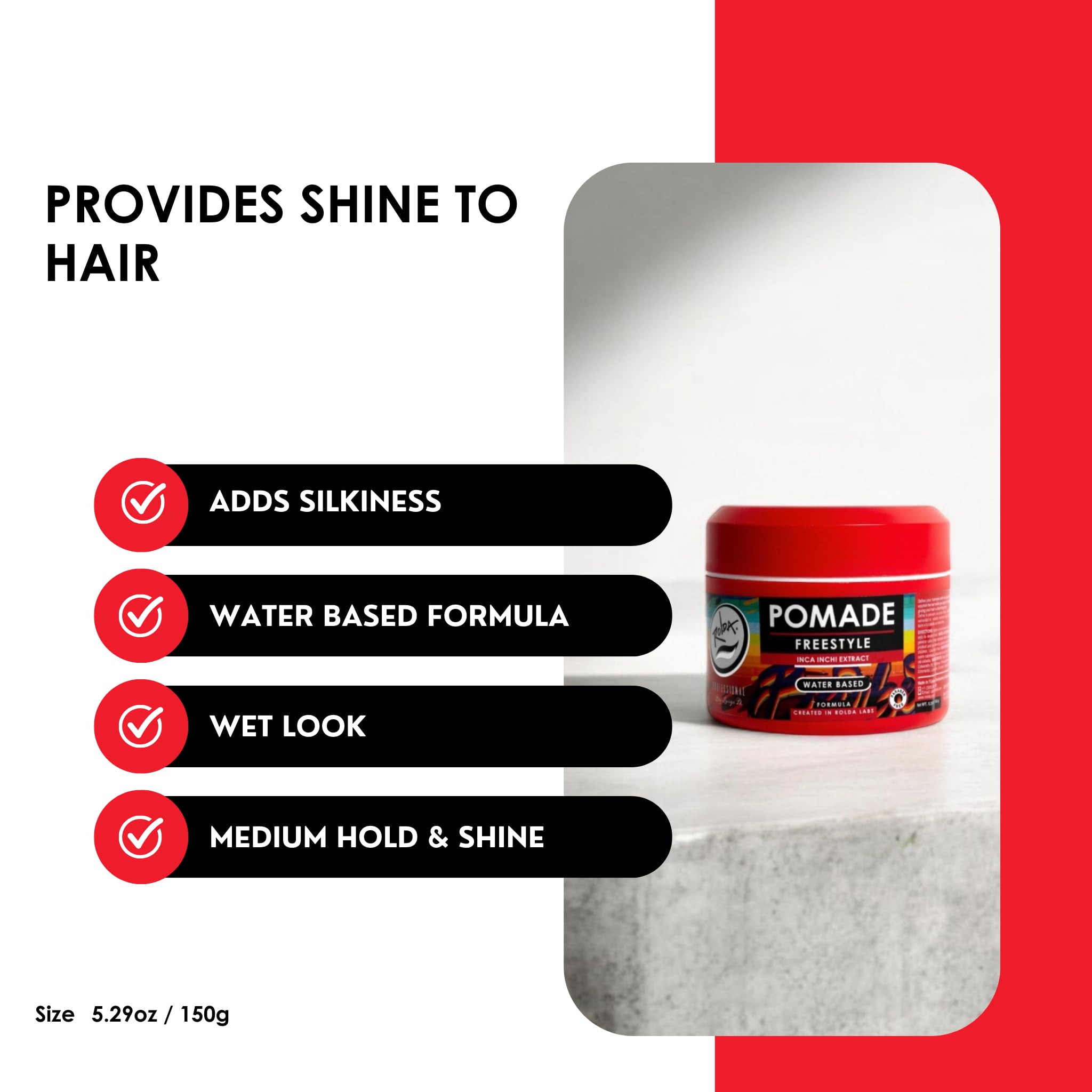 Rolda Freestyle Pomade – approuvée par les barbiers pour une coiffure professionnelle.