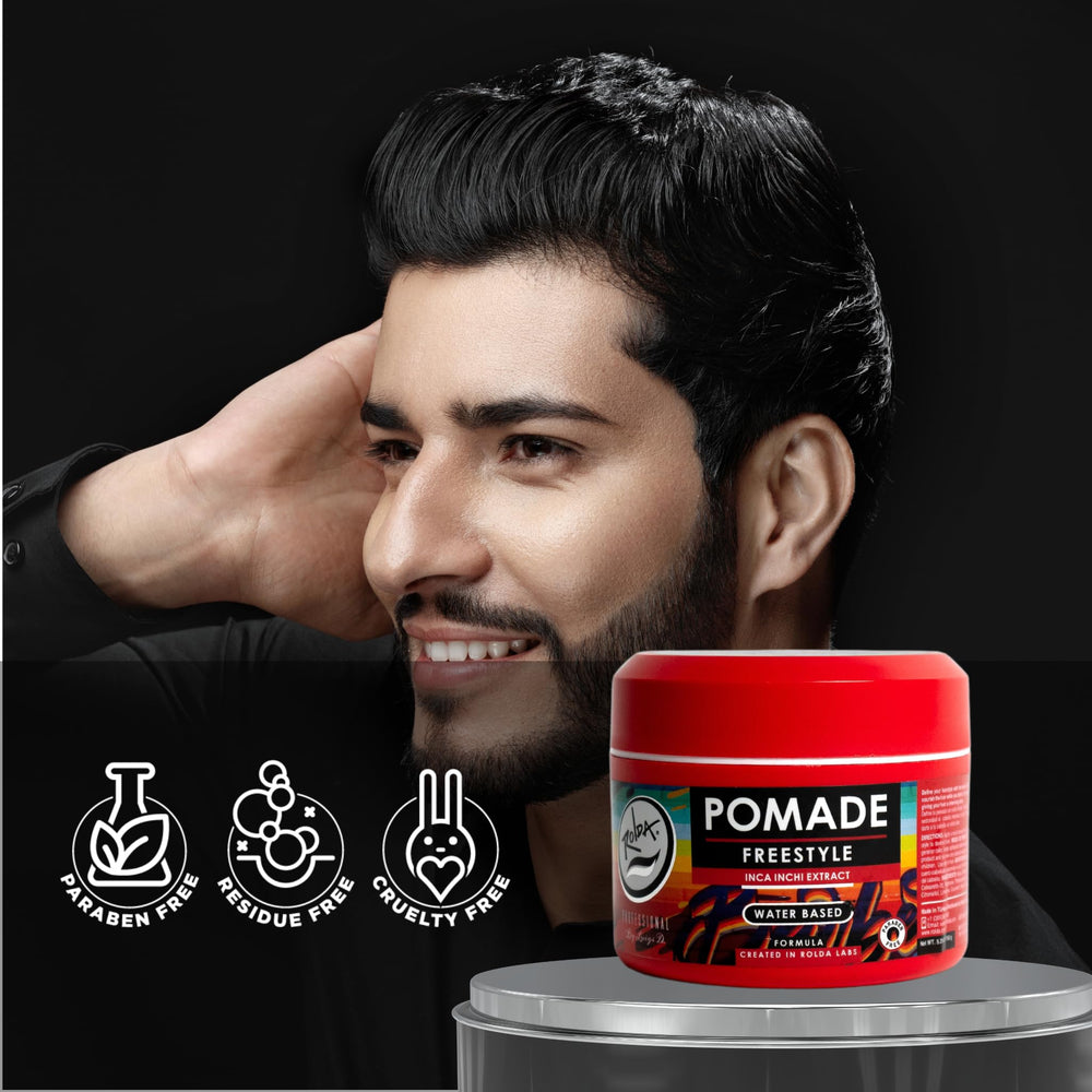 Rolda Freestyle Pomade – contrôle et brillance sans résidu pour une routine élégante.