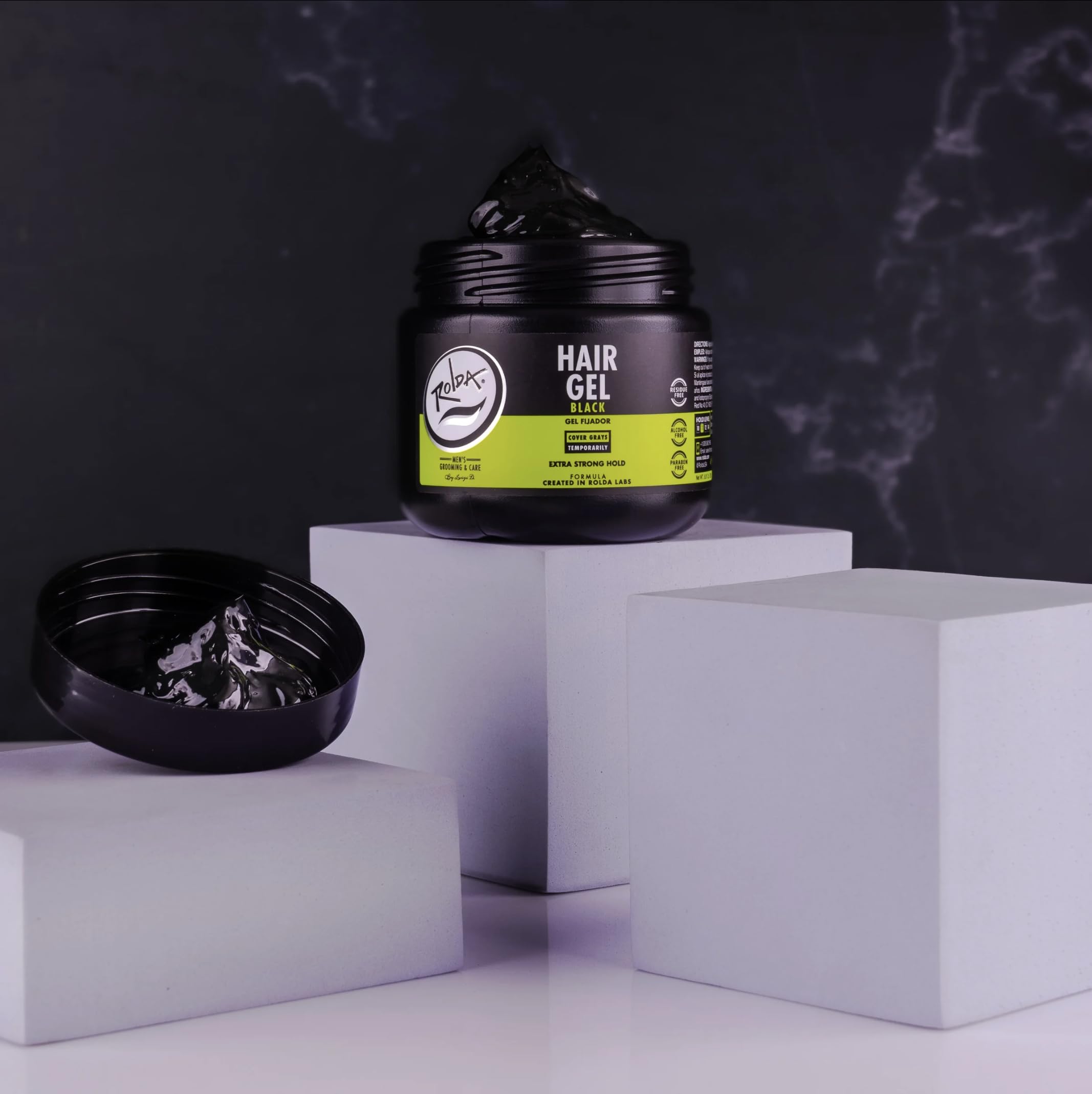 Rolda Gel Noir pour hommes – application paumes pour distribution homogène
