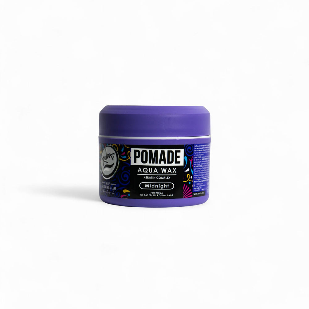 Rolda Midnight Pomade flacon élégant et tenue moyenne idéale pour les cheveux au quotidien