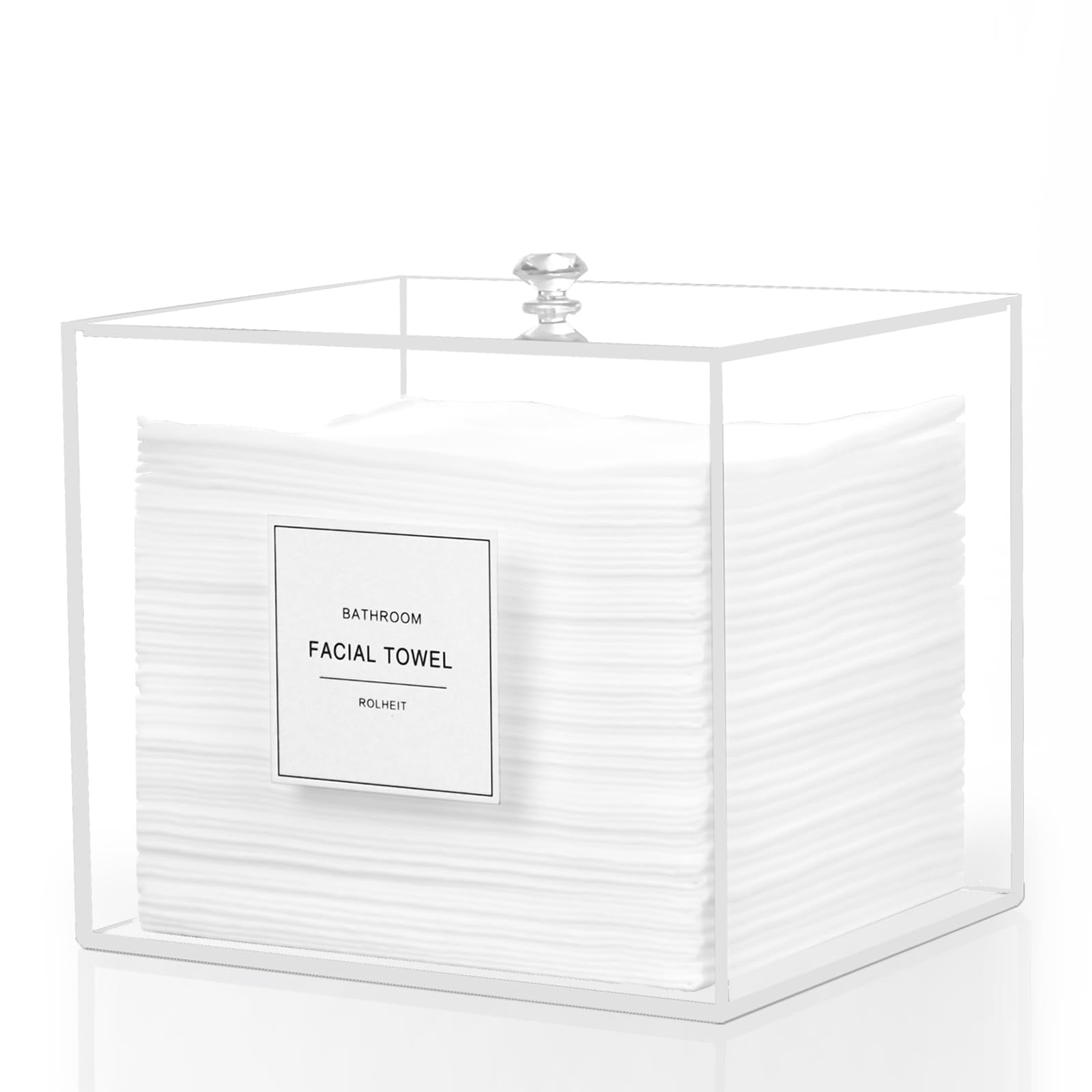 Rolheit boîte acrylique transparente pour serviettes visage, rangement clair et pratique
