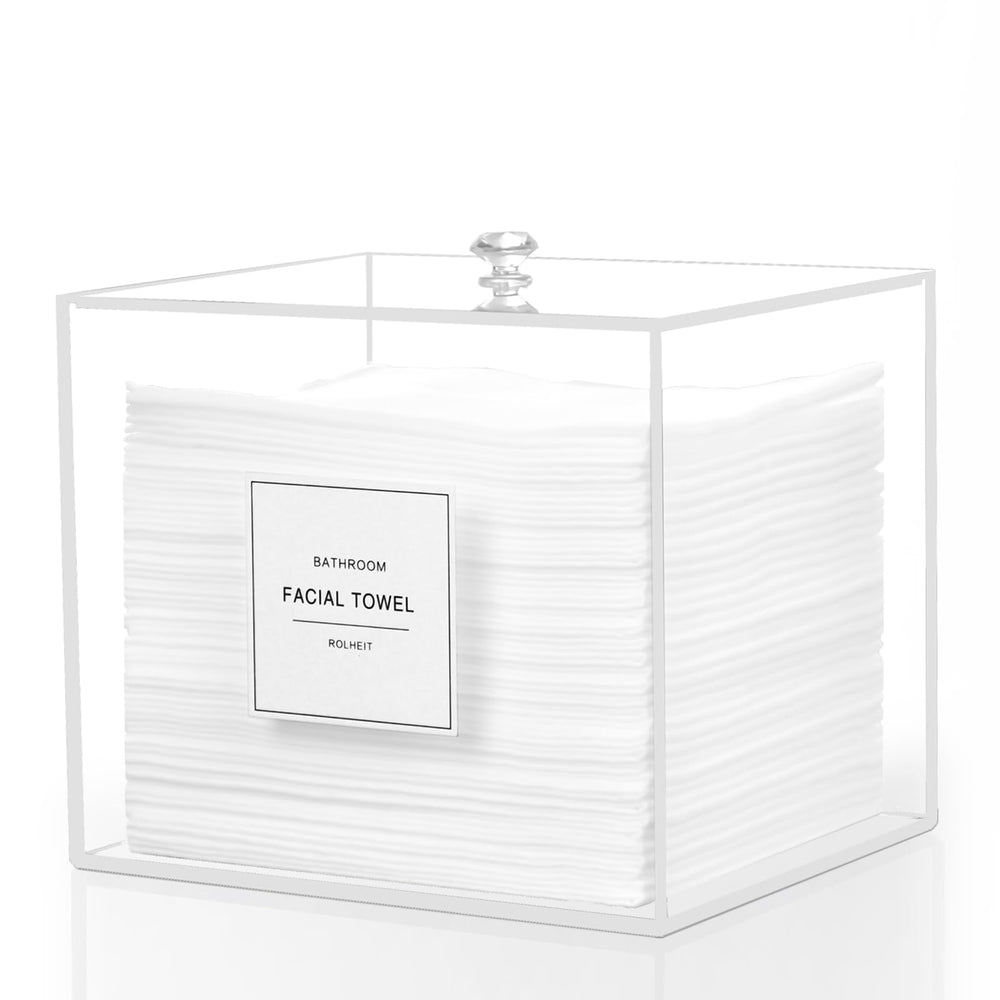 Rolheit boîte acrylique transparente pour serviettes visage, rangement clair et pratique