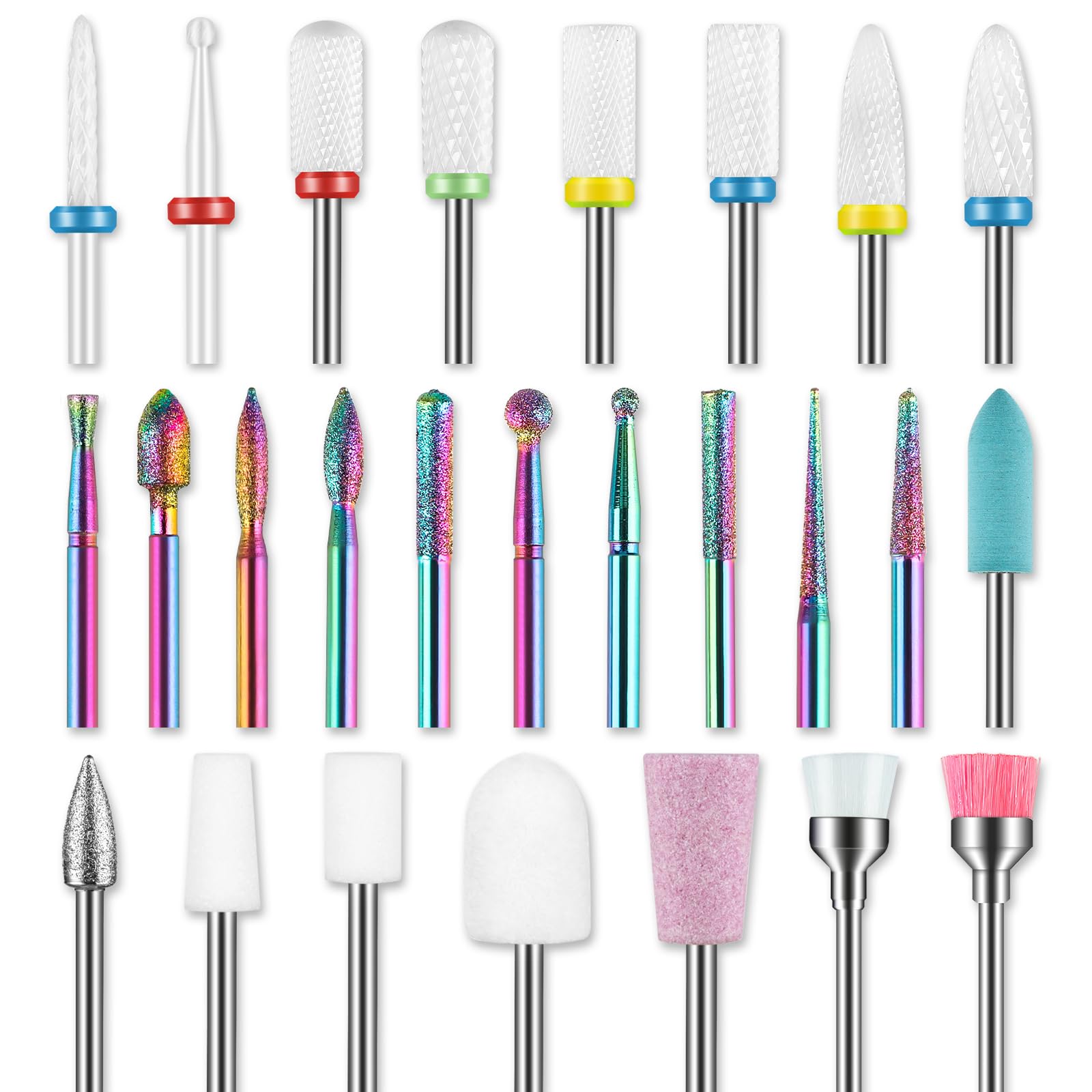 Rolokit ensemble 26 pièces mèches pour ponceuse, utile pour manucure et pédicure.