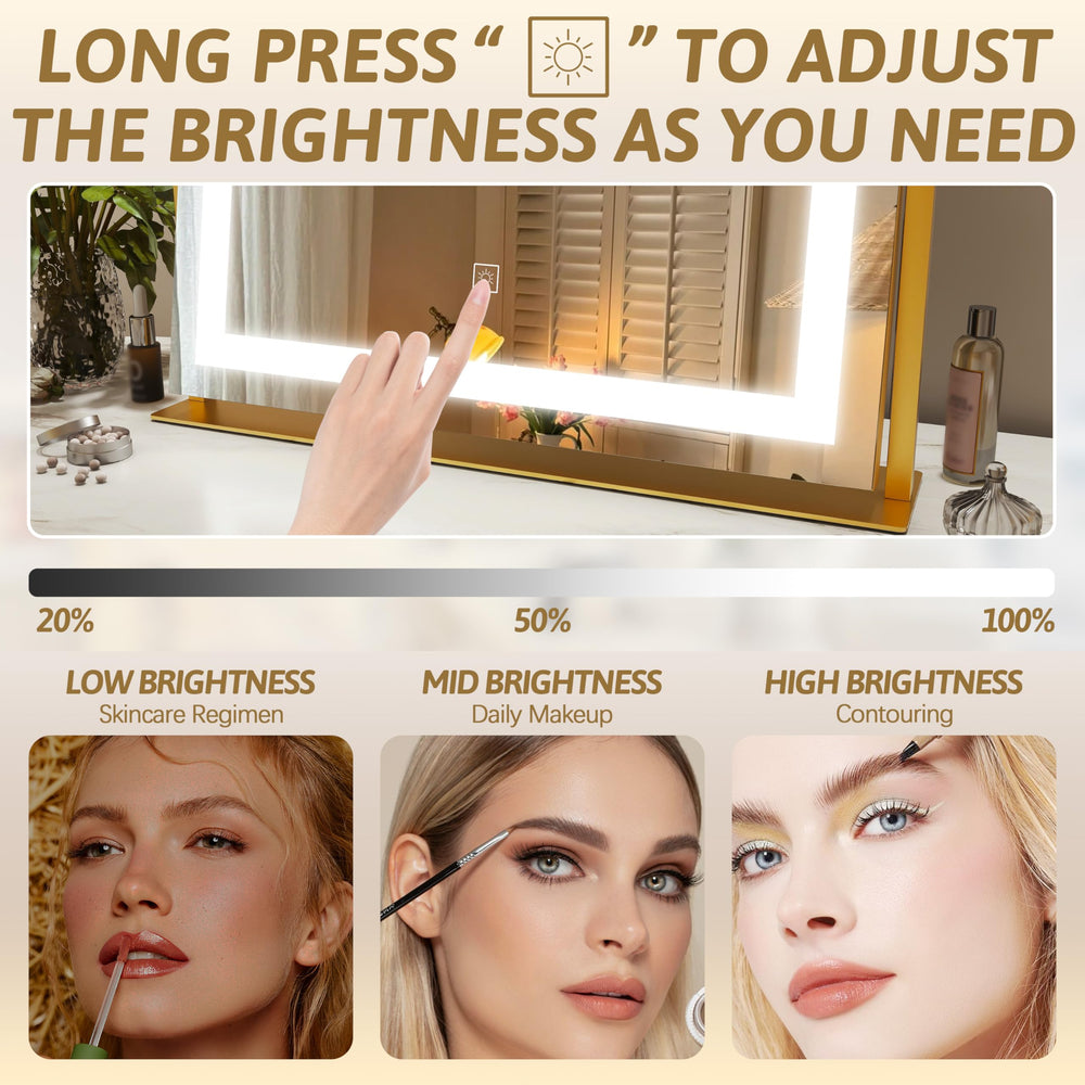 ROLOVE éclairage tri-couleur réglable assure une lumière adaptée au maquillage.