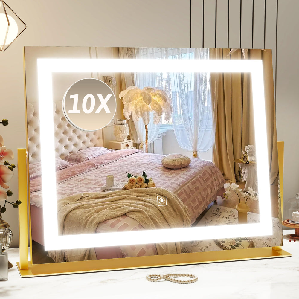 ROLOVE Miroir beauté lumineux 22x18 offre vue complète pour un maquillage précis.
