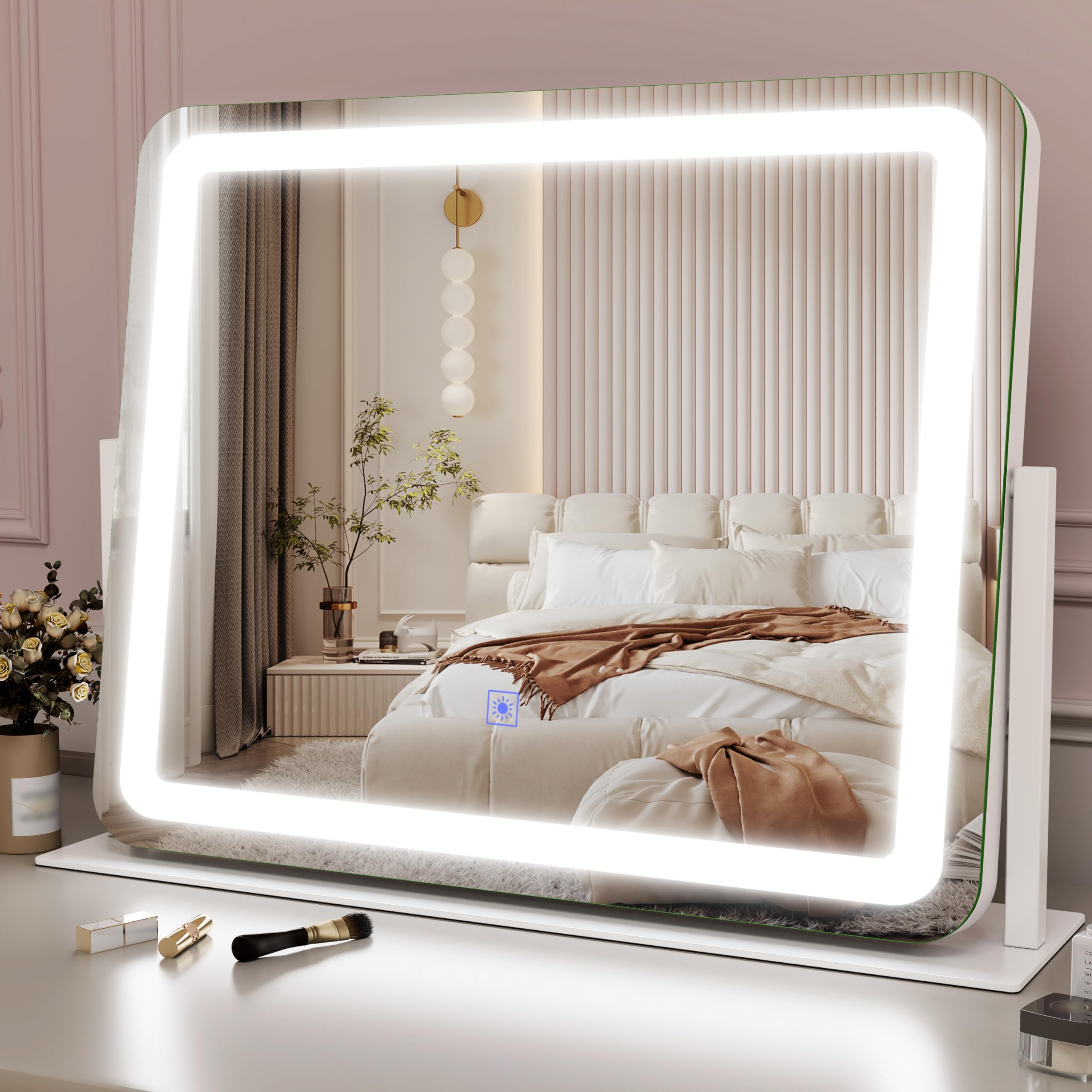 ROLOVE miroir-maquillage éclairé LED avec 3 modes couleur pour maquillage précis