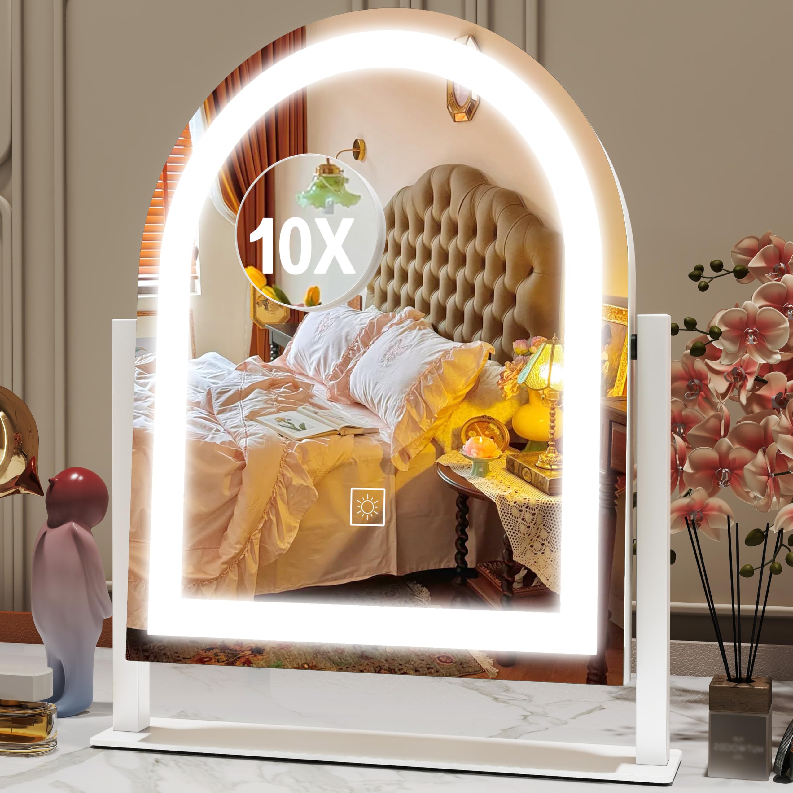 ROLOVE Miroir de maquillage lumineux avec trois teintes pour un rendu précis.