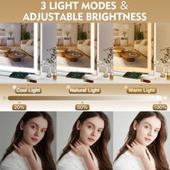 ROLOVE miroir avec port de recharge USB intégré pour charger votre téléphone pendant l’utilisation.